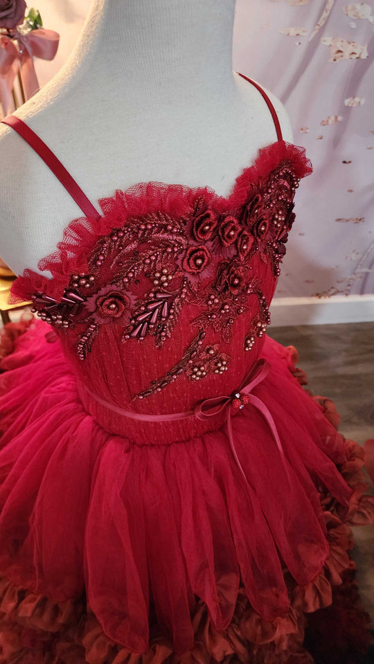 One of a Kind Tiered Ruffle Skirt Gown - Size 8-10