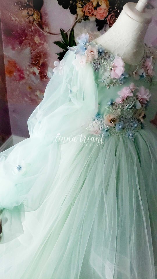 Serenity Gown in Mint and Blue