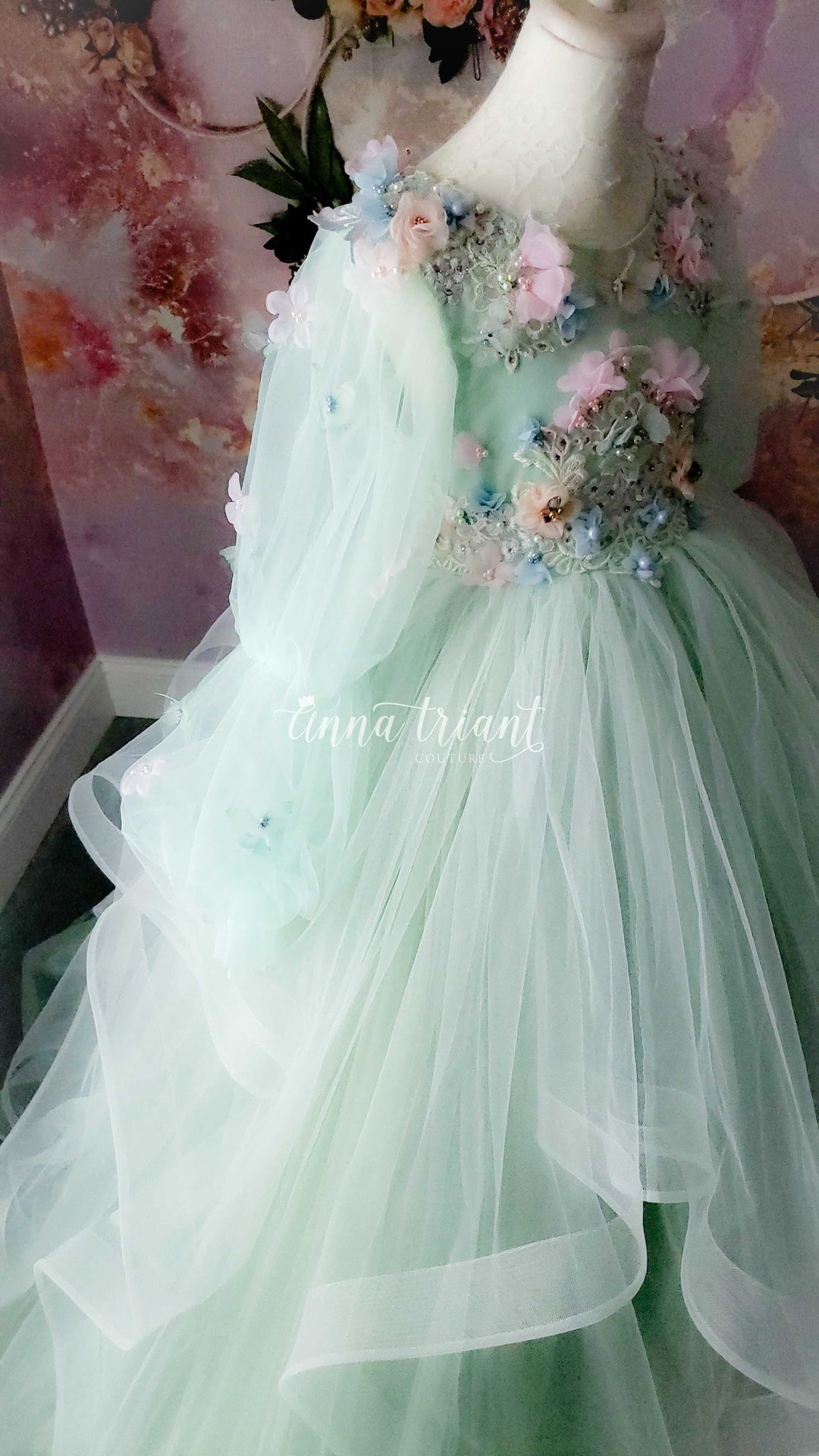 Serenity Gown in Mint and Blue