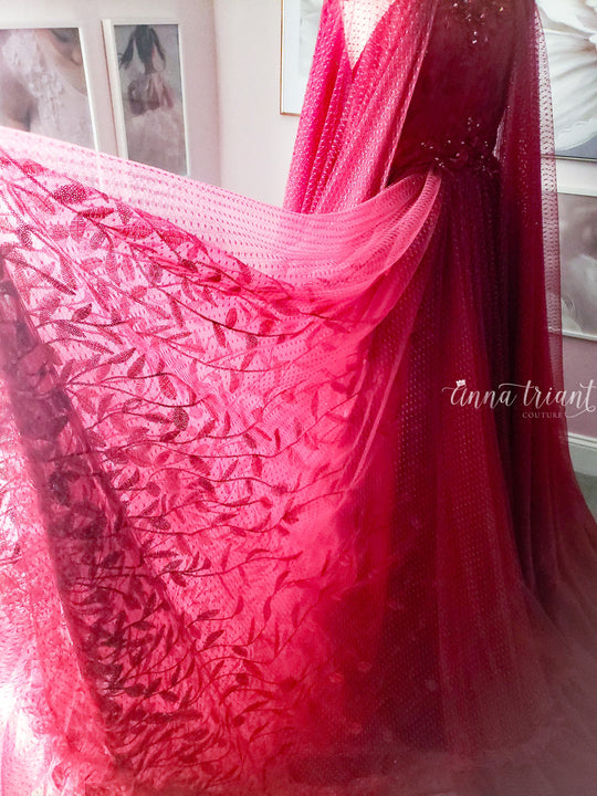 Crimson Poise Gown