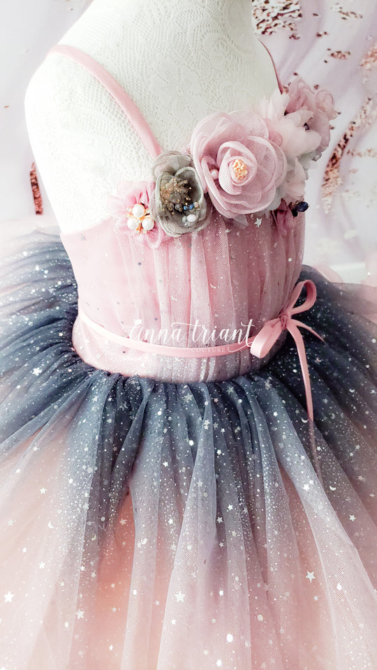 Dazzling Ombre Dress in Dusty Pink and Gray