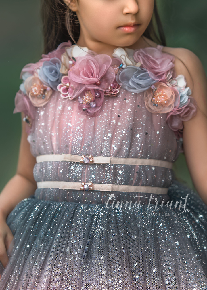Dazzling Ombre Gown in Dusty Pink and Gray