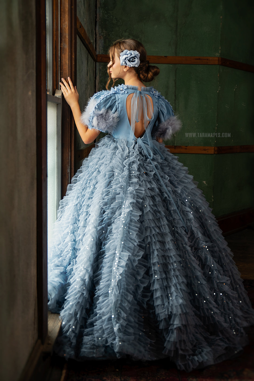 Feathered Grace Gown
