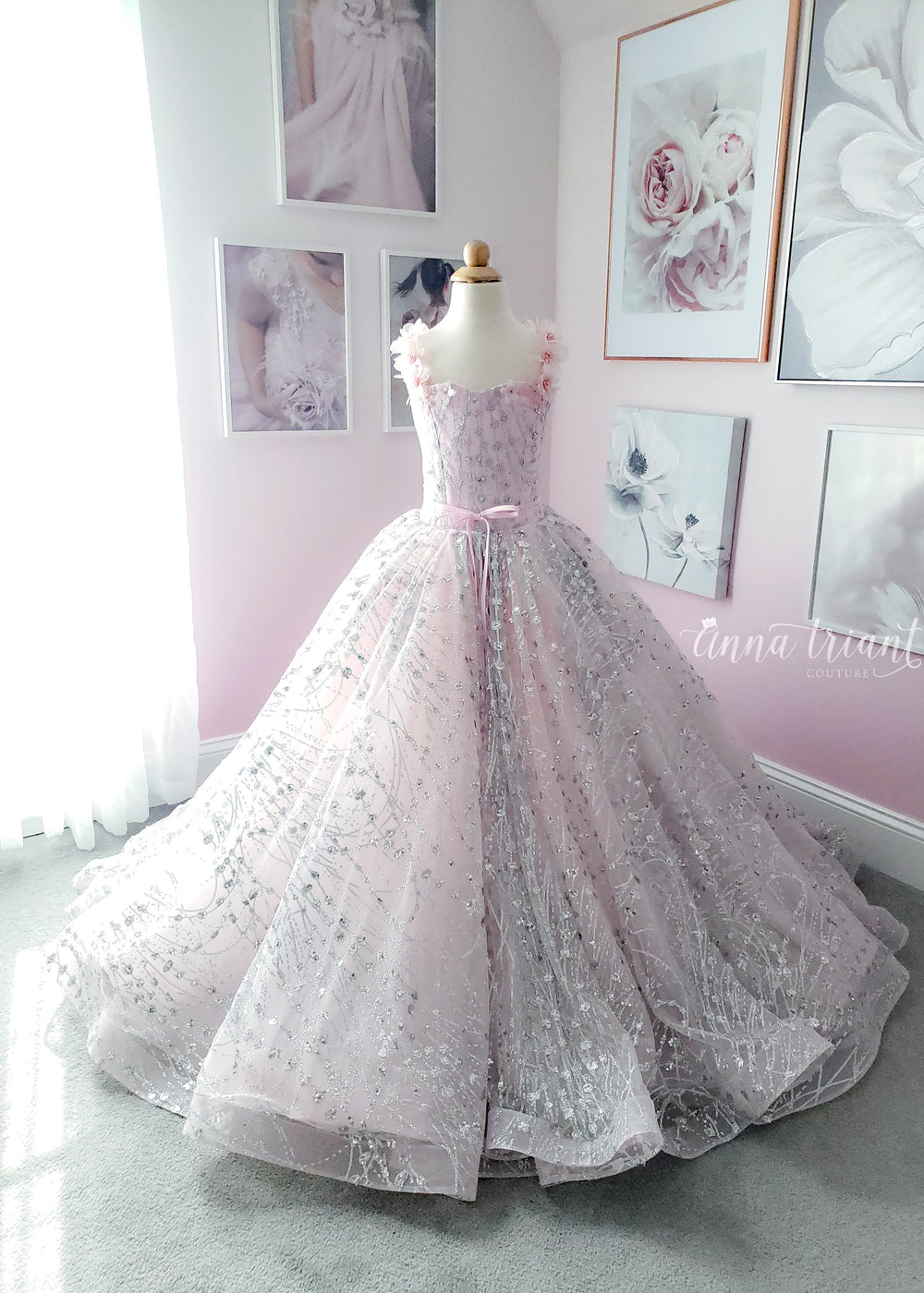 Moonstone Gown in Pink & Silver